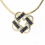 Goldene Anhänger mit Saphiren und Brillanten