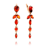 Vergoldete Silberohrhänger mit Bernstein