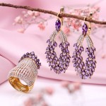 Gelbgoldset mit Diamanten und Amethyst