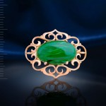 Brosche Silber. Malachit