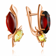 Vergoldete Silberohrringe "Harmonie". Bernstein