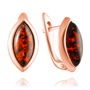 Vergoldete Silberohrringe mit Bernstein