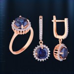 Ring & Ohrringen mit Saphir. Bicolor