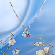 Gianni Lazzaro. Weissgoldanhaenger mit Kette. Diamant, Smaragd & Rubin