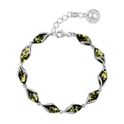 Silberarmband "Grazie". Gruener Bernstein