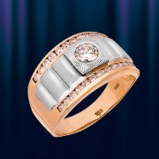 Кольцо перстень золотой "Луч"