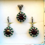 Серебряный гарнитур Рубин & изумруд