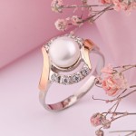 Silberring mit Gold Perle Zirkonia kaufen