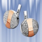 Russische Silber und Gold Ohrringe mit Zirkon