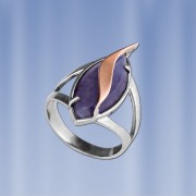 Russisches Silber und Gold Ring mit Perlmutt