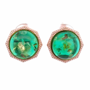 Vergoldete Silberohrringe mit Bernstein-Chamäleon