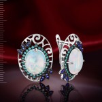 Серебряные серьги. Опал белый
