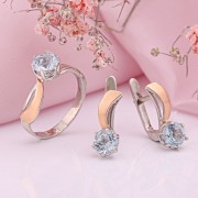 Silberset mit Gold und Topas