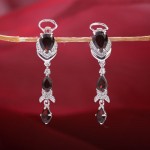 Серьги подвески с гранатом серебряные